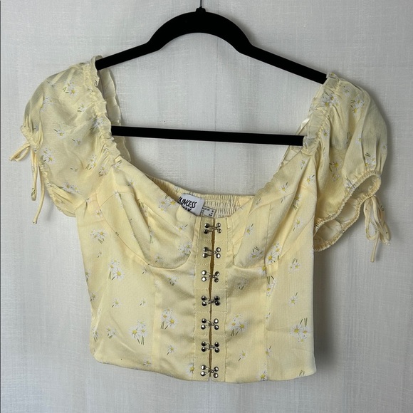 Princess Polly cropped corset top,sz 4, ruffle,floral,hook&eye,coquette,fairy - Picture 9 of 13